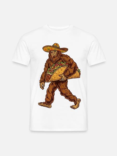 Bigfoot trägt Taco - Männer T-Shirt - Weiß