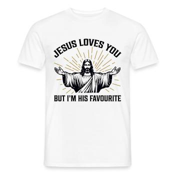 Jesus liebt dich, aber ich bin sein Liebling - Männer T-Shirt - Weiß - Vorne - AI Model Male 178 dark (178cm)