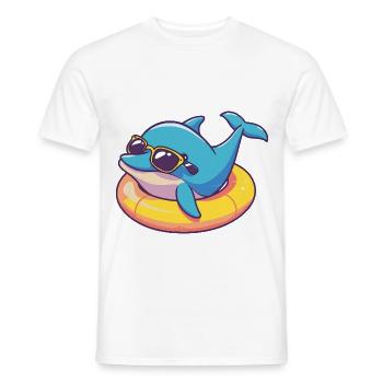 Delfin Comic Cool - Männer T-Shirt - Weiß - Vorne - AI Model Male 178 dark (178cm)