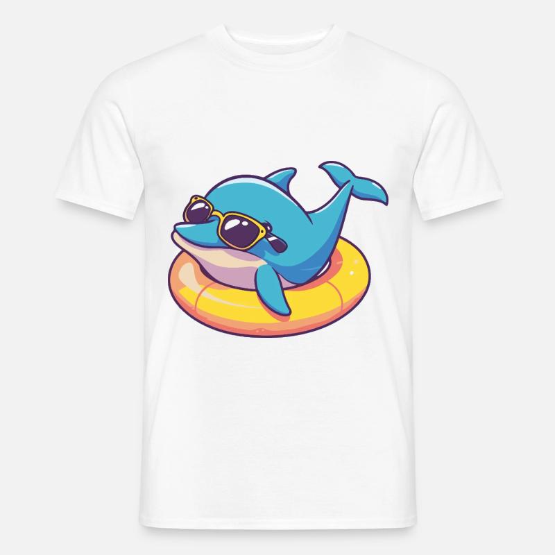 Delfin Comic Cool - Männer T-Shirt - Weiß
