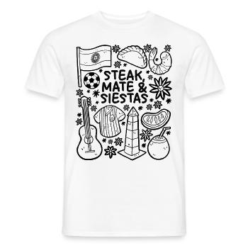 Steak, Mate & Siestas – Argentina - Men's T-Shirt - white - Front - AI Model Male 178 dark (178cm)
