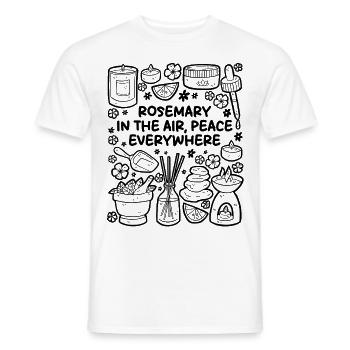 Romarin dans l’air – La paix partout - T-shirt homme - blanc - Devant - AI Model Male 178 dark (178cm)