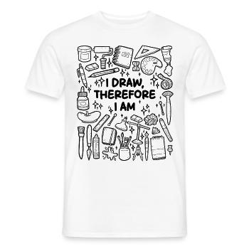 Ich zeichne, also bin ich – Künstlerleben - Männer T-Shirt - Weiß - Vorne - AI Model Male 178 dark (178cm)