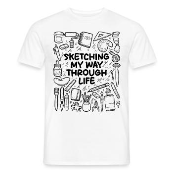 Esquisser mon chemin dans la vie – Art - T-shirt homme - blanc - Devant - AI Model Male 178 dark (178cm)