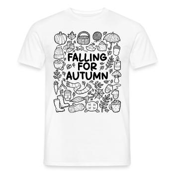 Autumn Feelings – I Fall in Love with Autumn - Men's T-Shirt - white - Front - AI Model Male 178 dark (178cm)