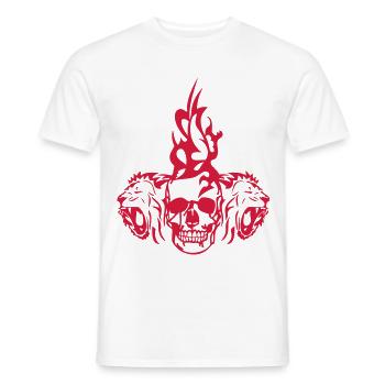 dead death head skull tribal lion - Men's T-Shirt - white - Front - AI Model Male 178 dark (178cm)