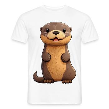 Niedliches Otter-Design | Sommerstimmung | Otter - Männer T-Shirt - Weiß - Vorne - AI Model Male 178 dark (178cm)
