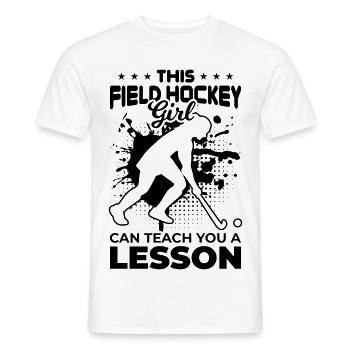 Feldhockey Mädchen - Männer T-Shirt - Weiß - Vorne - AI Model Male 178 dark (178cm)