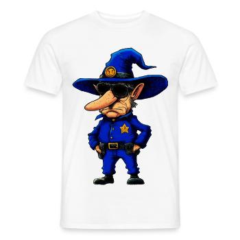 Policier Sorcier - T-shirt homme - blanc - Devant - AI Model Male 178 dark (178cm)