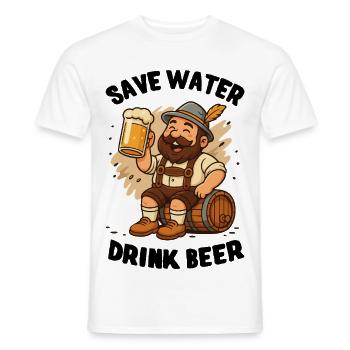 Save water, drink Beer - Sicher Wasser, trink Bier - Men's T-Shirt - white - Front - AI Model Male 178 dark (178cm)