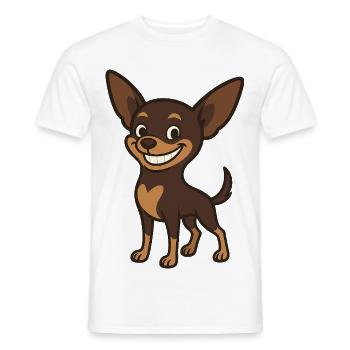 Grinning Chihuahua Cartoon Dog - Men's T-Shirt - white - Front - AI Model Male 178 dark (178cm)