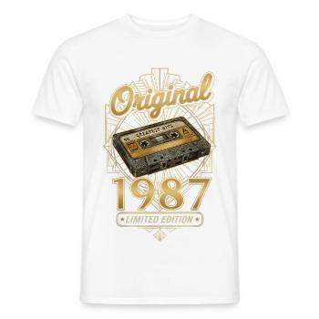 Vintage 1987 Cassette 38th Birthday 38er Retro - T-shirt homme - blanc - Devant - AI Model Male 178 dark (178cm)