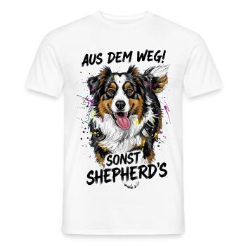Australian Shepherd Dog Out of the Way Gift - Men's T-Shirt - white - Front - AI Model Male 178 dark (178cm)