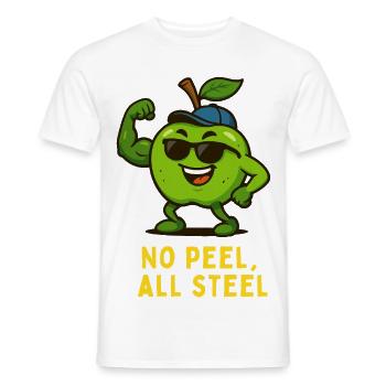 Kraftapfel-Superheld: No Peel All Steel - Männer T-Shirt - Weiß - Vorne - AI Model Male 178 dark (178cm)