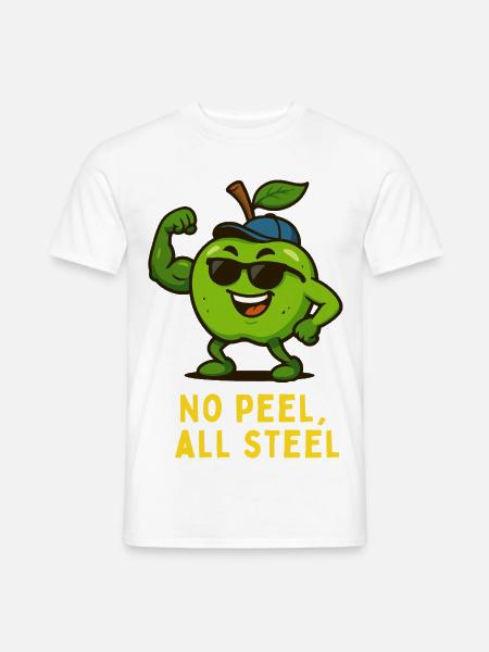 Kraftapfel-Superheld: No Peel All Steel - Männer T-Shirt - Weiß