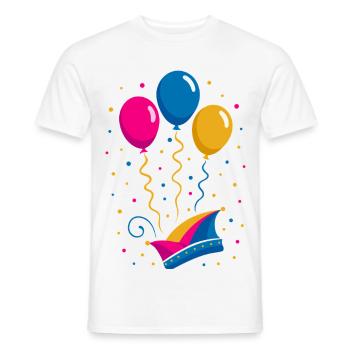 Karneval mit Narrenkappe und bunten Ballons - Männer T-Shirt - Weiß - Vorne - AI Model Male 178 dark (178cm)
