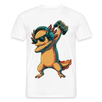 Gamer Axolotl Mexican Walking Fish Games Art - Men's T-Shirt - white - Front - AI Model Male 178 dark (178cm)