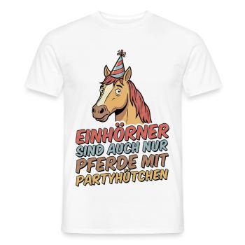 Party horse with hat - Men's T-Shirt - white - Front - AI Model Male 178 dark (178cm)