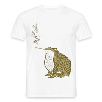 Funky Japanese frog smoking - Men's T-Shirt - white - Front - AI Model Male 178 dark (178cm)