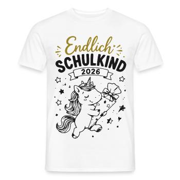 Endlich Einschulung 2026 Einhorn Geschenk - Männer T-Shirt - Weiß - Vorne - AI Model Male 178 dark (178cm)