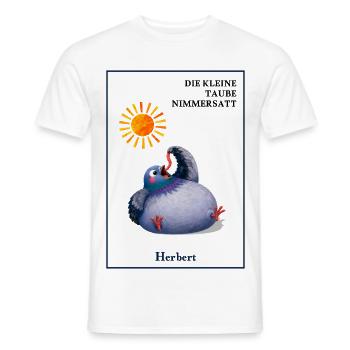 DIE KLEINE TAUBE NIMMERSATT - Herbert - mit Wurm - Männer T-Shirt - Weiß - Vorne - AI Model Male 178 dark (178cm)