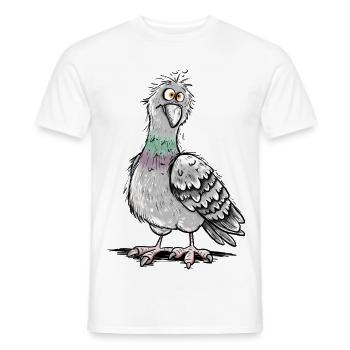 Lustige Taube Stadttaube Brieftaube Vogel Cartoon  - Männer T-Shirt - Weiß - Vorne - AI Model Male 178 dark (178cm)