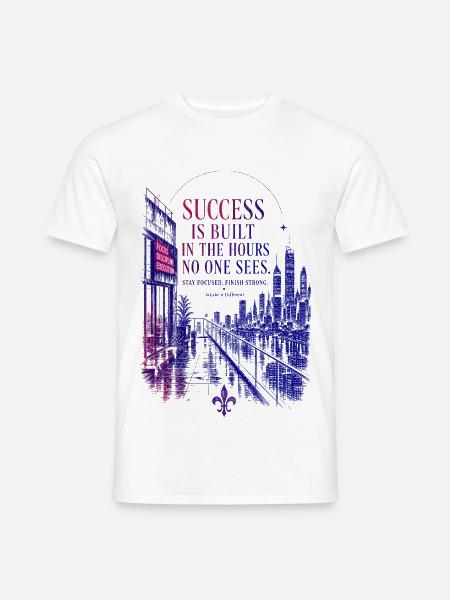 Success Quote – Focus, Discipline & Motivation - Männer T-Shirt - Weiß