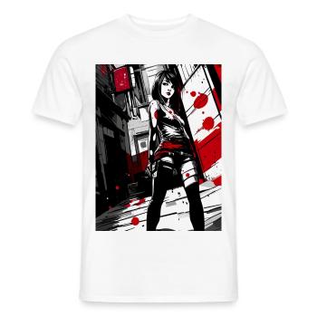 Anime Art | Japanese Ninja Girl - Männer T-Shirt - Weiß - Vorne - AI Model Male 178 dark (178cm)