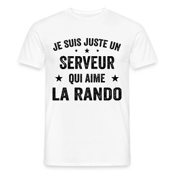 Fier d’être Serveur et Passionné de Randonnée - T-shirt homme - blanc - Devant - AI Model Male 178 dark (178cm)