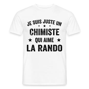 Fier d’être Chimiste et Passionné de Randonnée - T-shirt homme - blanc - Devant - AI Model Male 178 dark (178cm)