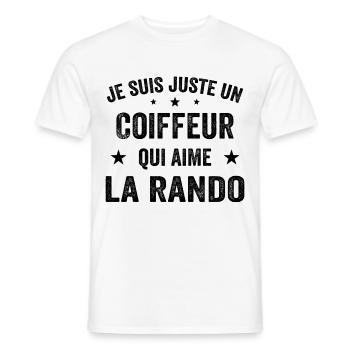 Fier d’être Coiffeur et Passionné de Randonnée - T-shirt homme - blanc - Devant - AI Model Male 178 dark (178cm)