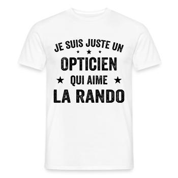 Fier d’être Opticien et Passionné de Randonnée - T-shirt homme - blanc - Devant - AI Model Male 178 dark (178cm)