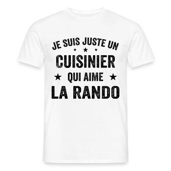 Fier d’être Cuisinier et Passionné de Randonnée - T-shirt homme - blanc - Devant - AI Model Male 178 dark (178cm)