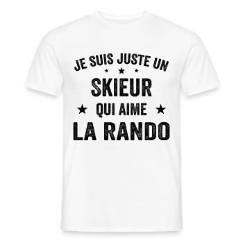 Fier d’être Skieur et Passionné de Randonnée - T-shirt homme - blanc - Devant - AI Model Male 178 dark (178cm)
