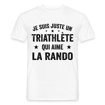 Fier d’être Triathlète et Passionné de Randonnée - T-shirt homme - blanc - Devant - AI Model Male 178 dark (178cm)