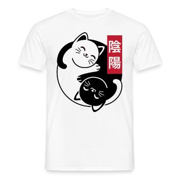 Chats Yin et Yang - T-shirt homme - blanc - Devant - AI Model Male 178 dark (178cm)