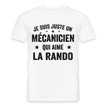 Fier d’être Mécanicien et Passionné de Randonnée - T-shirt homme - blanc - Devant - AI Model Male 178 dark (178cm)