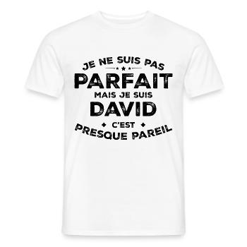 David A name, an attitude Humour David - Men's T-Shirt - white - Front - AI Model Male 178 dark (178cm)
