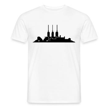 Hannover // Skyline // Silhouette // Skylineshirt - Männer T-Shirt - Weiß - Vorne - AI Model Male 178 dark (178cm)