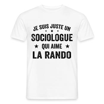 Fier d’être Sociologue et Passionné de Randonnée - T-shirt homme - blanc - Devant - AI Model Male 178 dark (178cm)