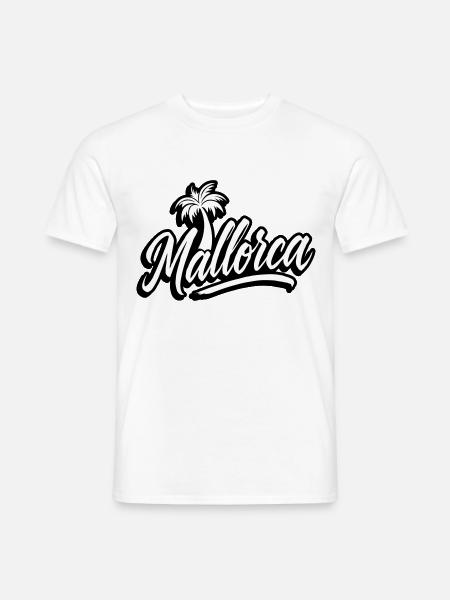 Mallorca Schriftzug Palmen - Männer T-Shirt - Weiß