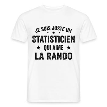 Fier d’être Statisticien et Passionné de Randonnée - T-shirt homme - blanc - Devant - AI Model Male 178 dark (178cm)