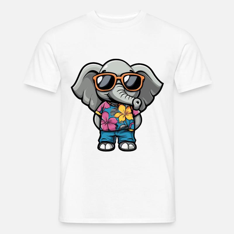 Elefant Comic Urlaub - Männer T-Shirt - Weiß