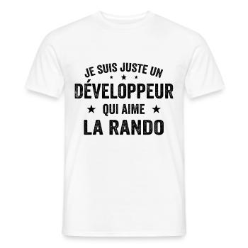 Fier d’être Développeur et Passionné de Randonnée - T-shirt homme - blanc - Devant - AI Model Male 178 dark (178cm)