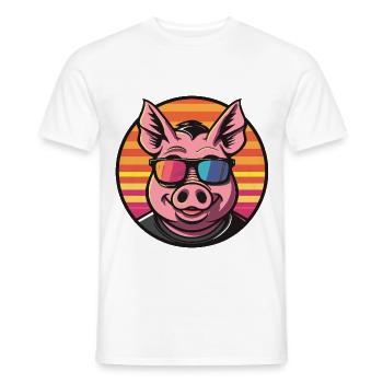 Cochon Bande Dessinée Été Cool - T-shirt homme - blanc - Devant - AI Model Male 178 dark (178cm)
