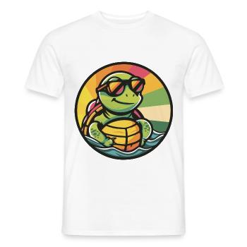 Turtle Comic Cool Summer - Men's T-Shirt - white - Front - AI Model Male 178 dark (178cm)