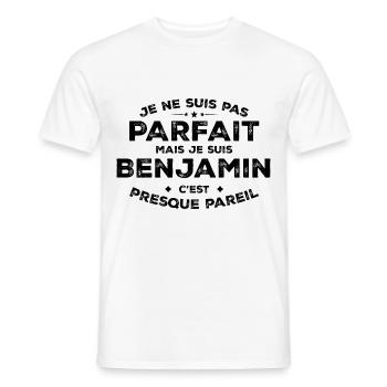 Benjamin Ein Vorname, eine Haltung Humor Benjamin - Männer T-Shirt - Weiß - Vorne - AI Model Male 178 dark (178cm)