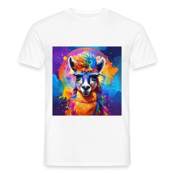 llama,graffiti,painting,colorful - Men's T-Shirt - white - Front - AI Model Male 178 dark (178cm)