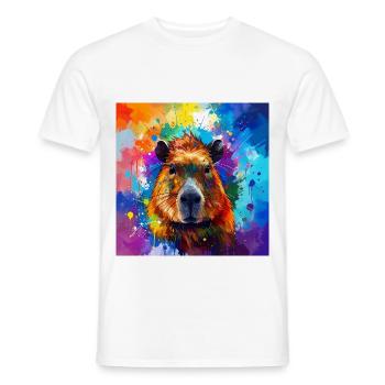 Capybara, capybara,graffiti,painting, colorful - Men's T-Shirt - white - Front - AI Model Male 178 dark (178cm)