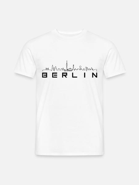 Skyline - Berlin Linie und Text - Männer T-Shirt - Weiß